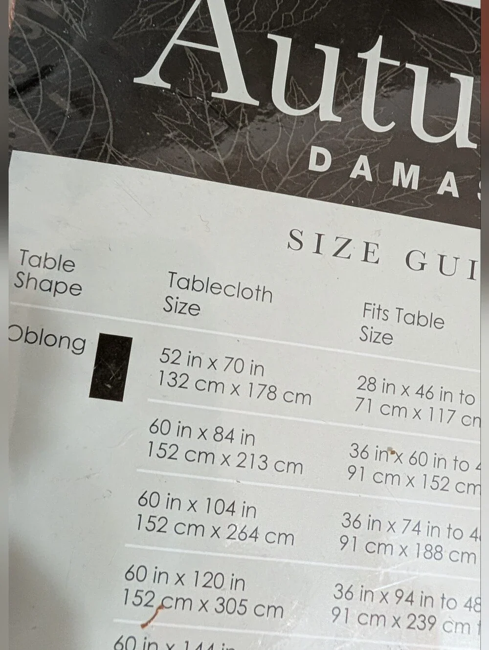 Town & Country Autumn Scroll Amber Fall Foliage Tablecloth Damask 60 X 84 NEW